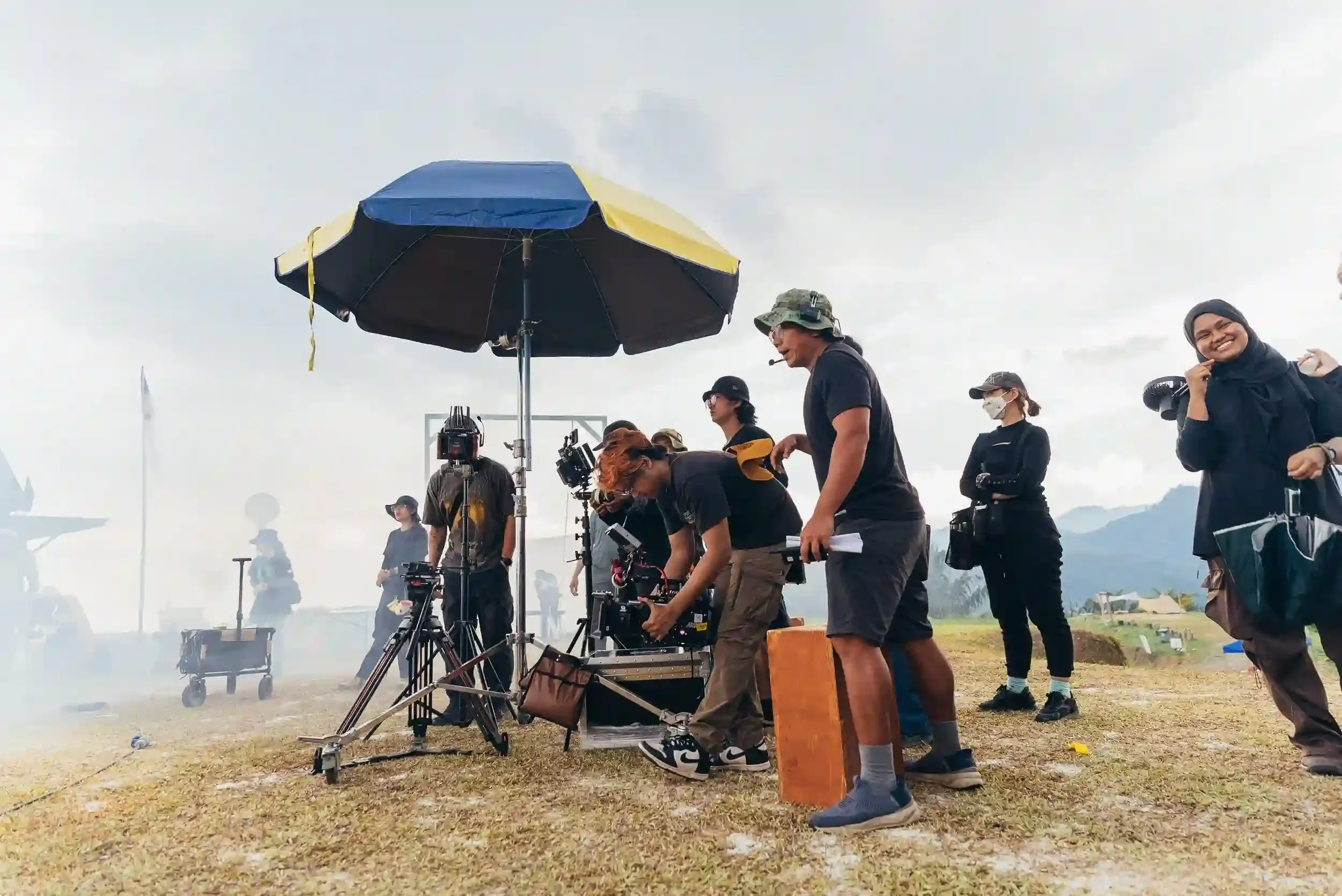 Pretty Much Films crew on an outdoor set