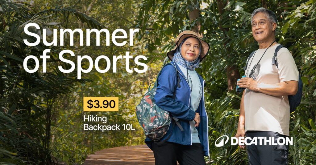 Senior hiking key visual for Decathlon Summer of Sports 2024